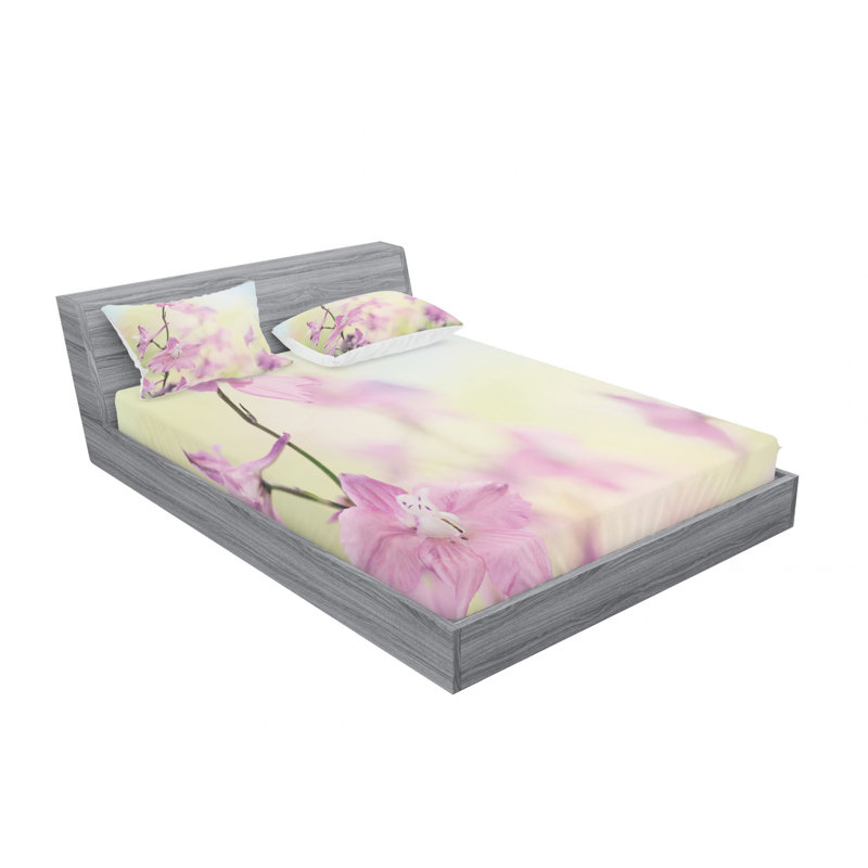 Microfiber Floral Sheet Set, Full/Double Sheet Set with Fitted Sheet