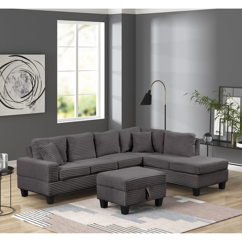 Canapé modulaire inclinable moderne en bois gris, Gris