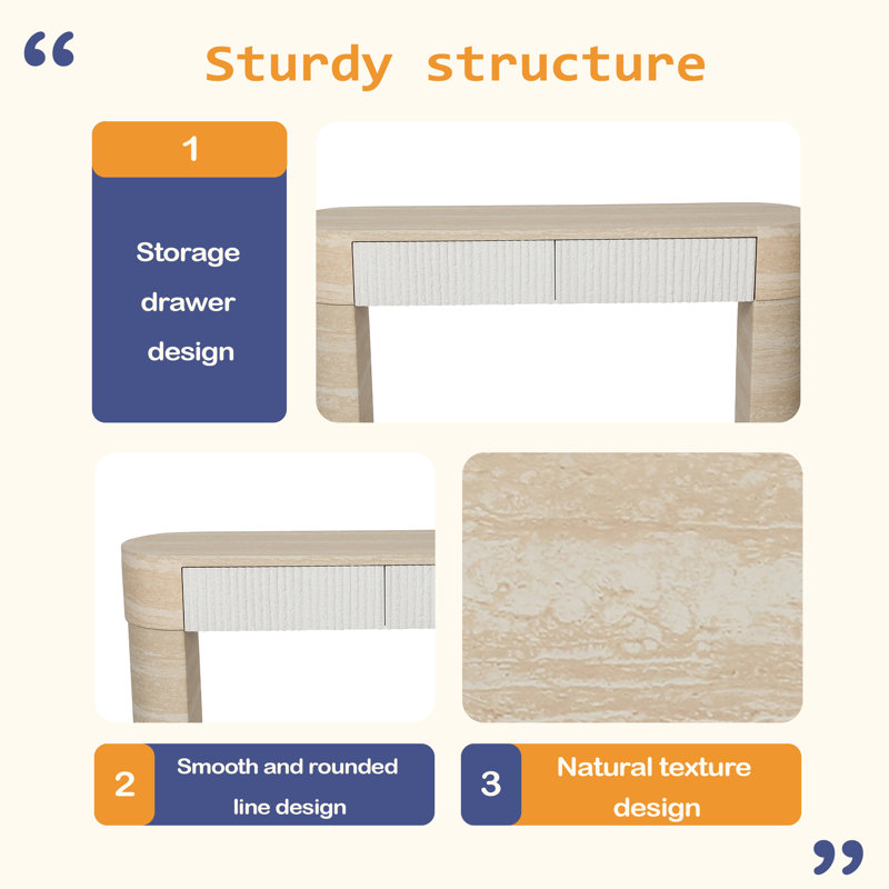 Entryway Table,Two Hidden Handle Drawers, Console Table