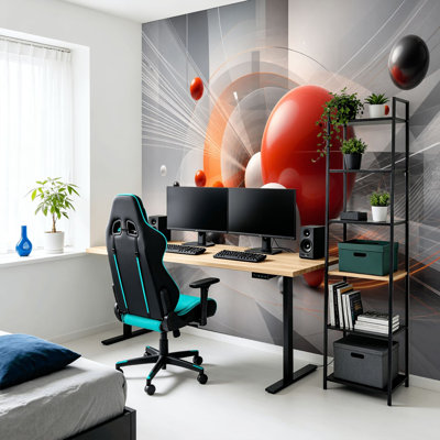 Peel and Stick Wallpaper Wall Mural Abstract 3D Geometric Spheres Dynamic Lines Modern Minimal Futuristic Wall Art Self Adhesive and Removable
