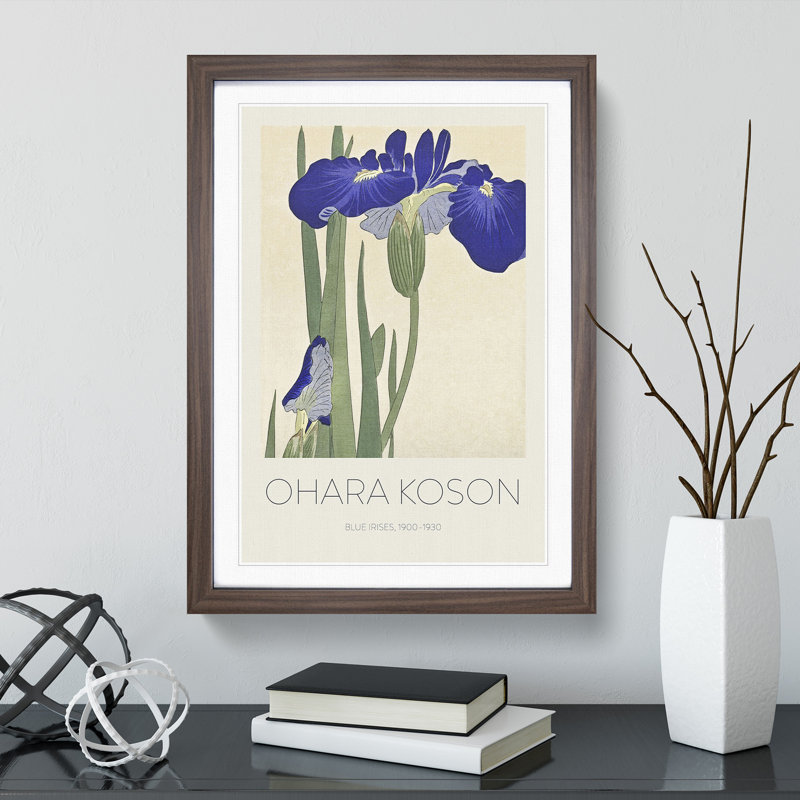Blue Irises by Pierre-Auguste Renoir - Picture Frame Art Prints, Walnut, 36cm H x 27cm W x 2cm D