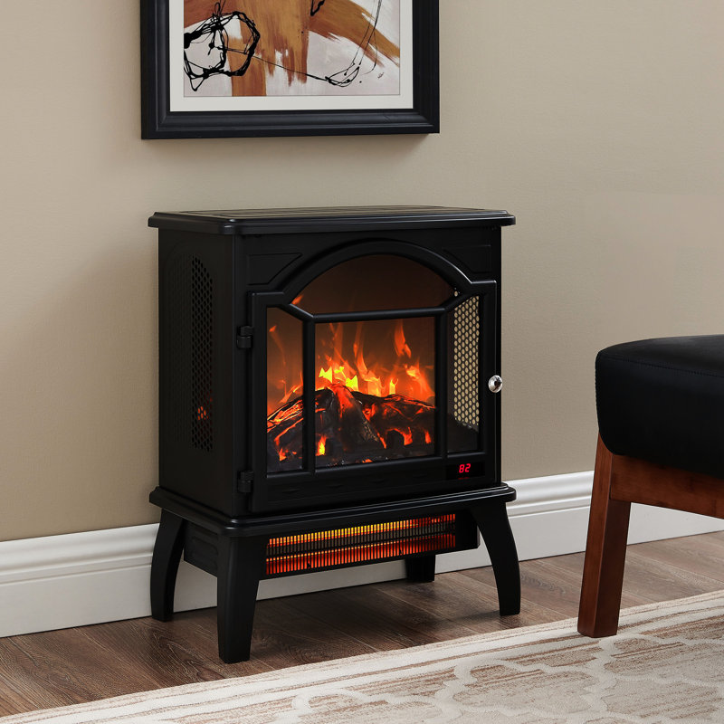 Foyer électrique à quartz infrarouge 18 pouces à flamme 3D - 1 500 W de chaleur, 5 000 / H, portatif, sécuritaire, température de luminosité réglable, télécommande, maintient l'humidité