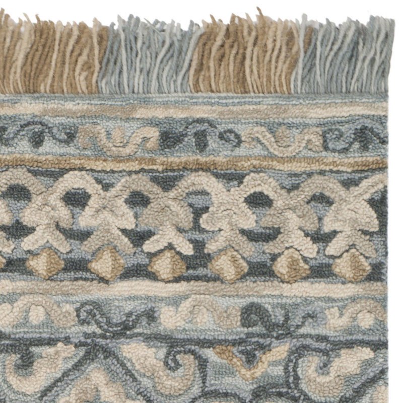 Tapis géométrique beige clair touffeté à la main Ferrera, Carré 6 pi