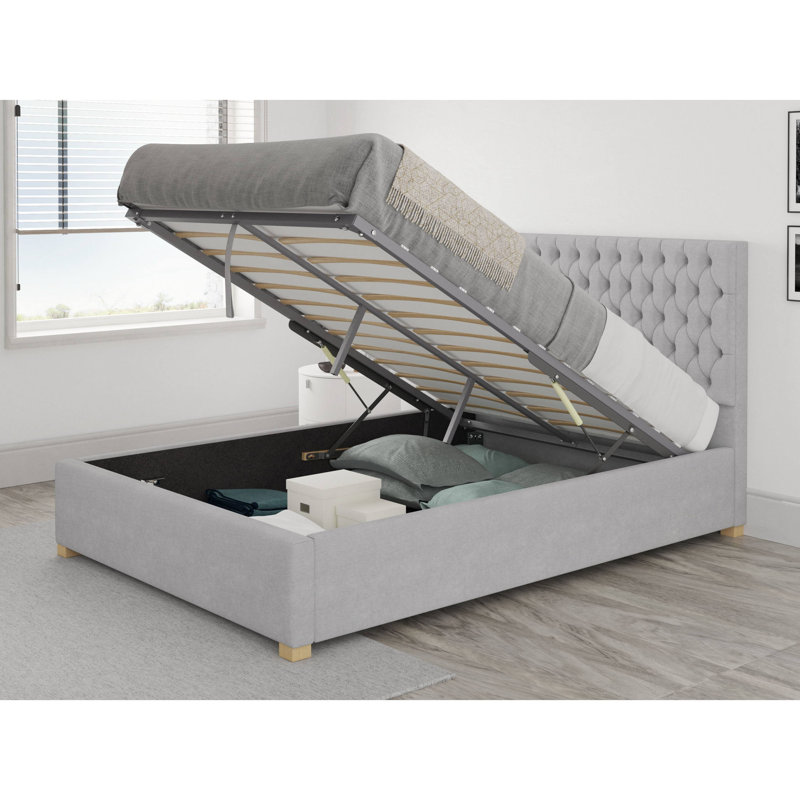 Central City Upholstered Ottoman Storage Bed, Silver, Kingsize (5')