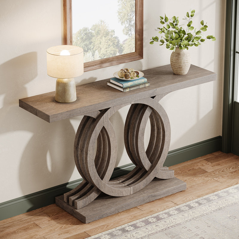Console en bois 55 po pour vestibule, vestibule, Gris clair / gris clair