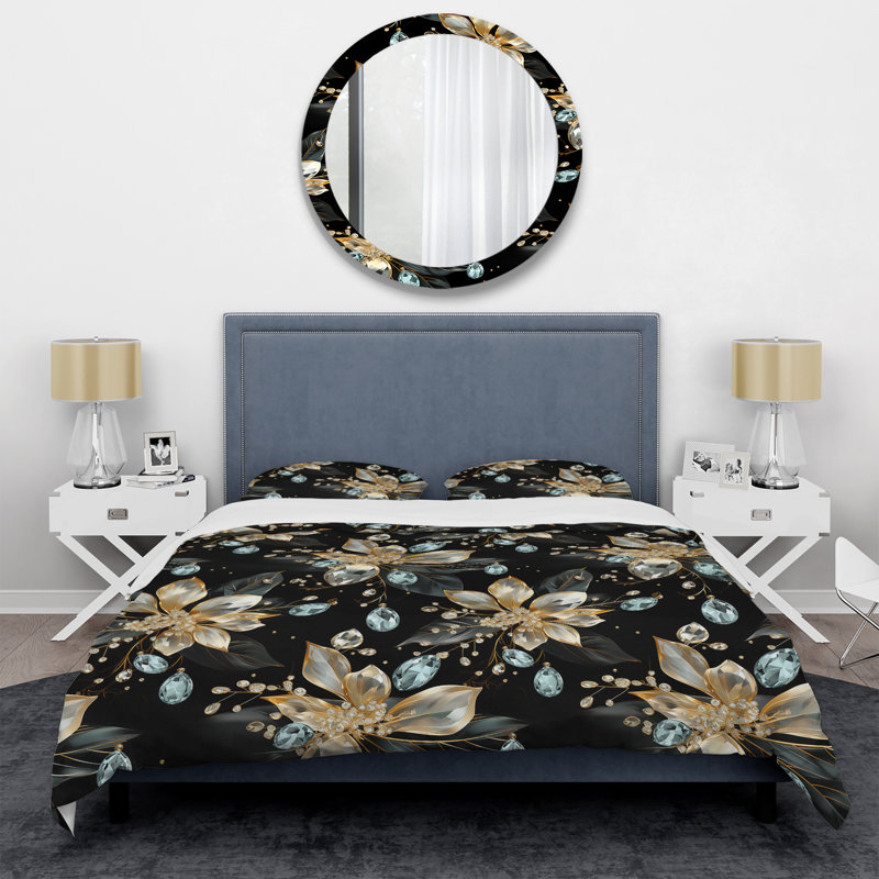 Ensemble de housse de couette Blue And Black Opulent Crystal Splendor - Glam