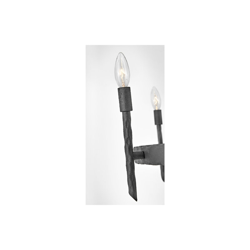 Tress 25" Five-Light Candle Single Tier Chandelier, Forged Iron