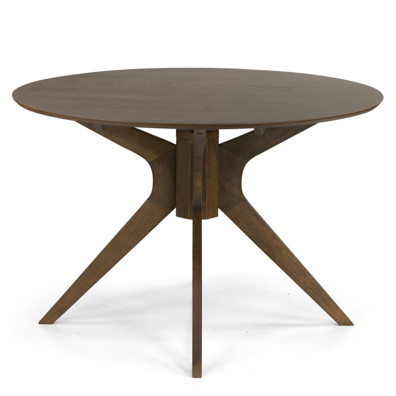 Blair Walnut Finish Round Wood Dining Table with Tripod Style Base, Brown