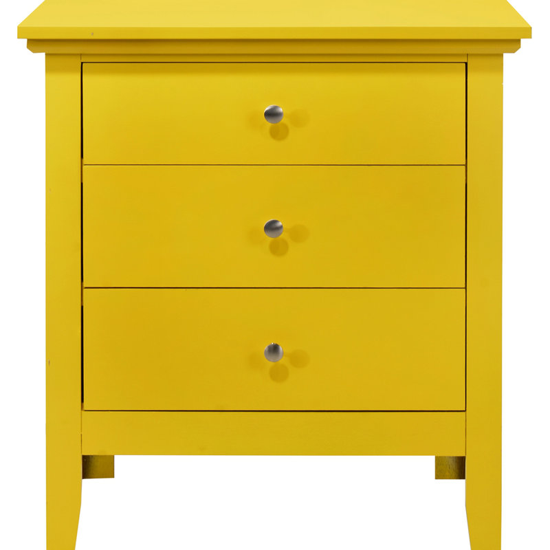 Table de chevet jaune vibrante et décontractée, Jaune