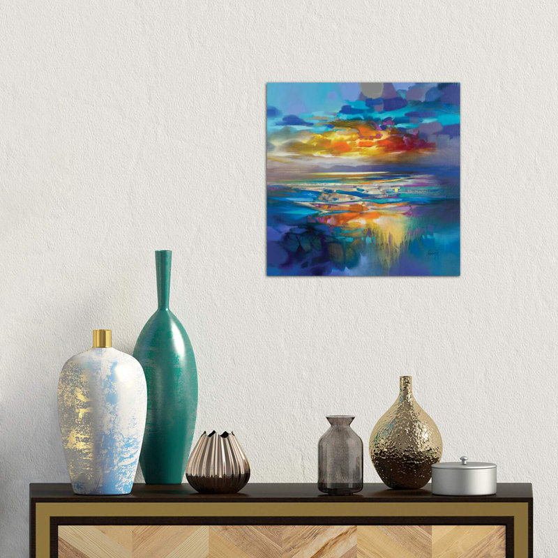 Liquid Cyan by Scott Naismith - Painting, Wrapped Canvas, 12" H x 12" W x 0.75" D