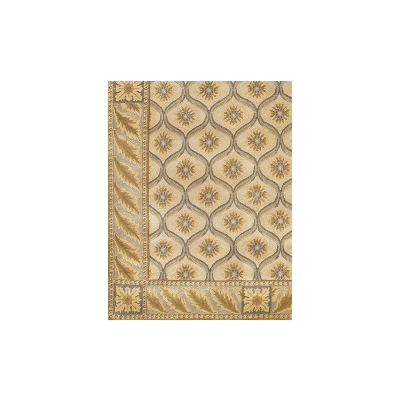Aadi Hand Knotted Wool Tan/Gray Area Rug, Rectangle 7'9" x 10'6", Brown, Gold, Ivory, Cream, Gray