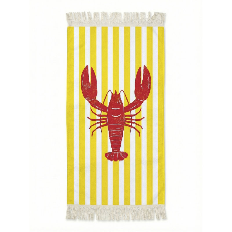 Blue Lobster Point Turkish Cotton Towel, Yellow