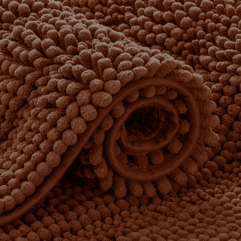 Aspire Homeware Ultra-Soft Chenille Bathroom Rug Mat with Non-Slip Backing, Brown, Reactangle (40cm W x 60cm L)