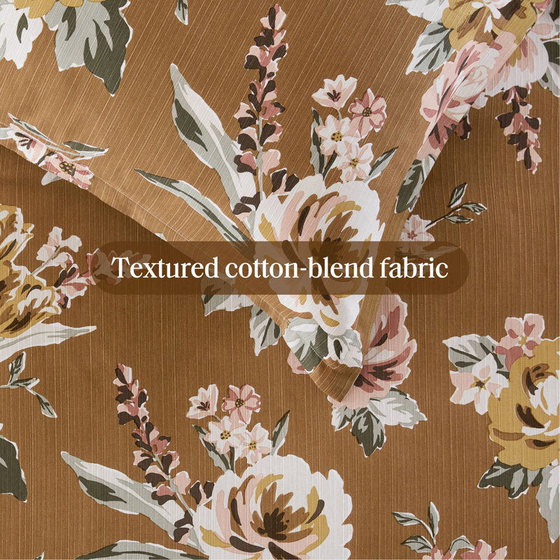 Ensemble d'édredon floral 7 pièces pour grand lit, Queen Comforter + 6 Additional Pieces, Terracotta