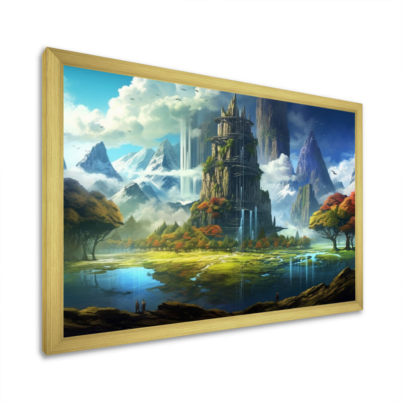 «Fairytale Castle III», reproduction sur toile, H 16 po x l 32 po x P 1 po, Cadre doré à une seule photo