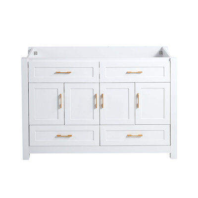 Meuble-lavabo de 48 po, armoire de rangement abondante, 4 portes à fermeture douce et 4 tiroirs, lavabo en céramique exclu