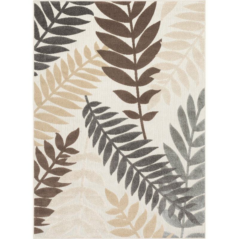  Dorado Mariah Modern Indoor / Outdoor Floral Ivory Hi-Lo Area Rug, Runner 2'7" x 9'10"