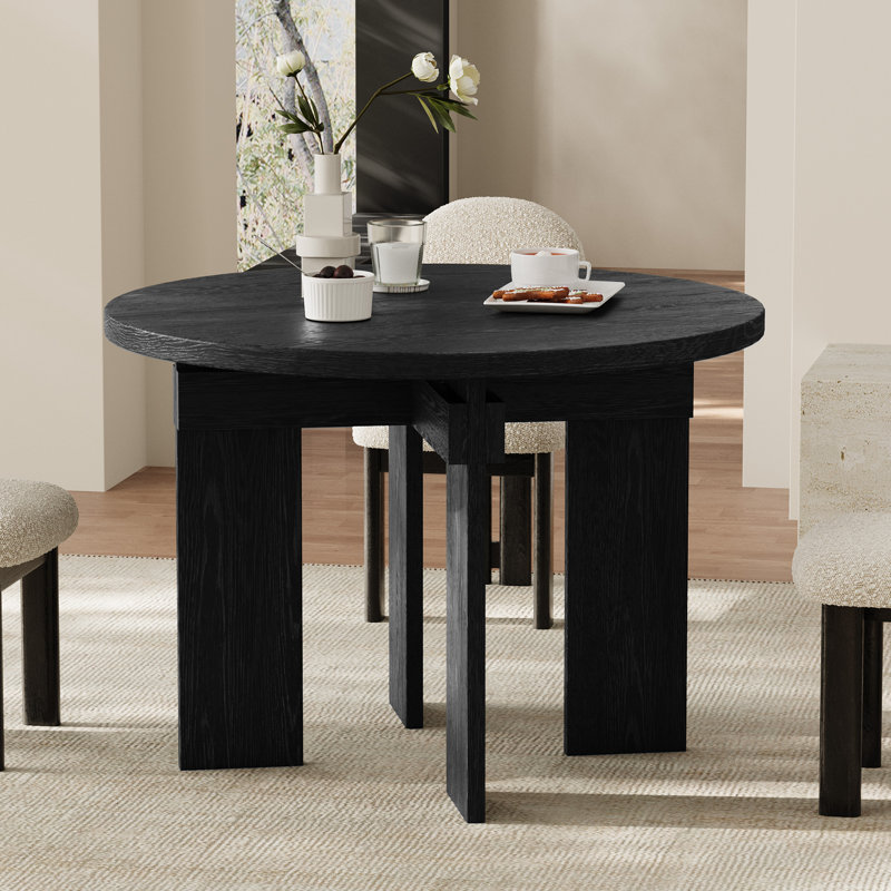 Table de salle à manger 45 po, H 29,9 po x l 44,9 po x P 44,9 po, Noir