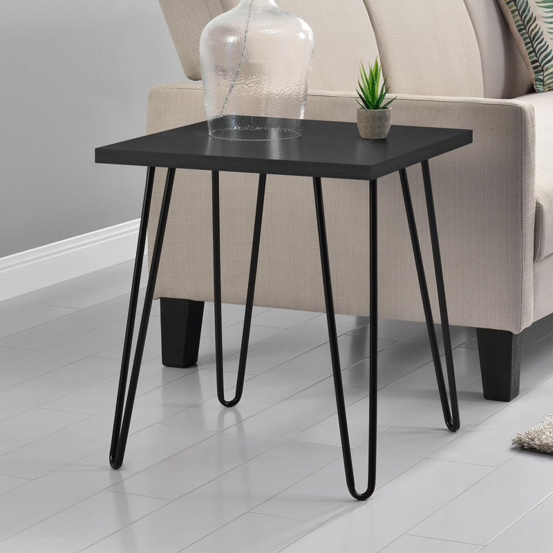 Ewalt Side Table with metal legs, Black Oak