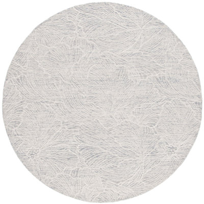 Kanaiyah Hand Tufted Wool Cotton with Latex Floral Rug in Gray/Ivory
