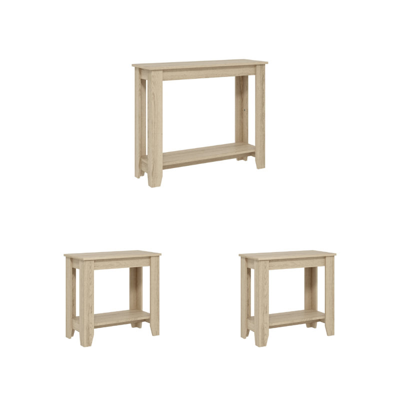 Ensemble de table de salon 3 pièces Weddel Basilico, 3 Pieces: Console Table, 2 End Tables, Chêne d'Oslo, Chêne d'Oslo