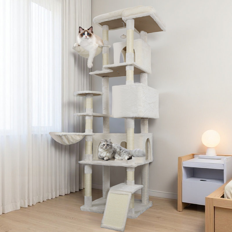 Tour pour chat avec grand condo, poteau à griffer en sisal, grand hamac et plateforme supérieure pour un confort et un jeu félins ultimes