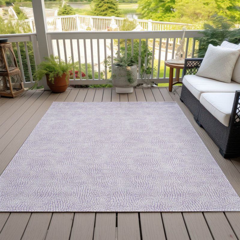 Lavender Synthetic Flat Woven Rectangular Washable Rug 2'6" x 3'10"