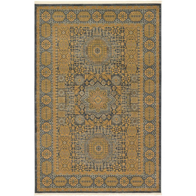 Tapis à motif oriental jaune Palazzo