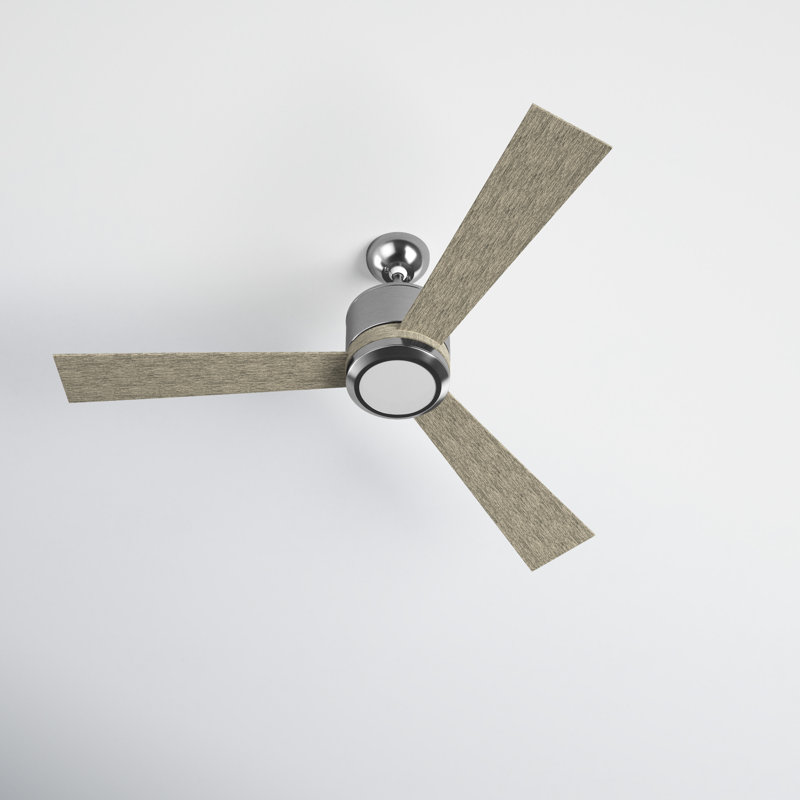 Tulsi Ceiling Fan with LED Lights, Brushed Steel/Light Gray Weathered Oak Blades, 42