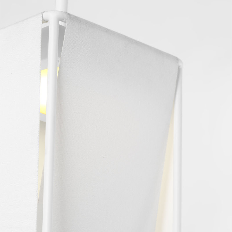 Kelly Wearstler Velero 1 Light Dining Room Pendant With White Silkscreen Tempered Shade, Soft Linen