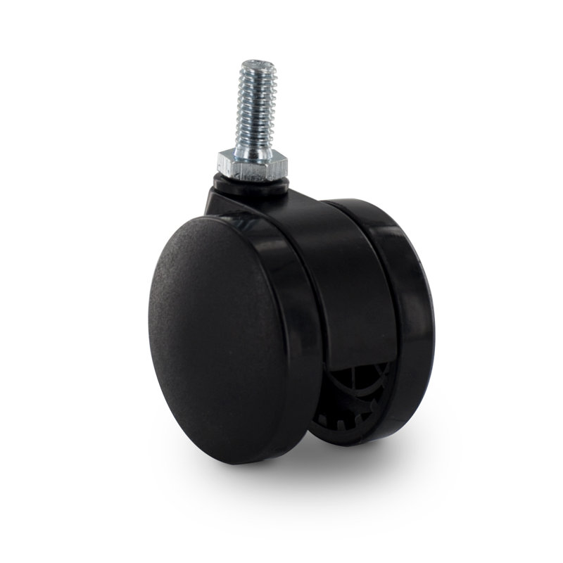 2 po Roulettes pivotantes en nylon noir