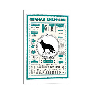 «German Shepherd Infographie Blue» par PaperPaintPixels, impression sur toile tendue