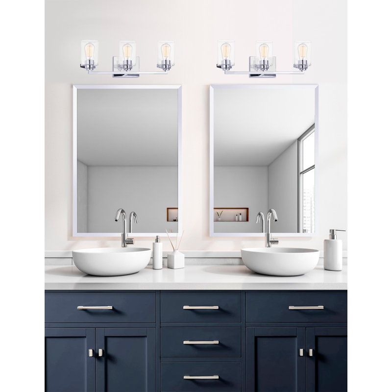 Bourke 3 - Light Dimmable Vanity Light, Clear Glass/Polished Chrome