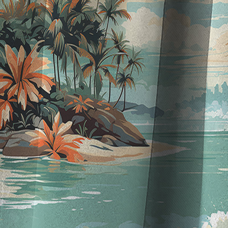 Motif tropical Coastal Vision - Rideau floral - Rideau occultant floral - 1 panneau, L 52 po x L 120 po