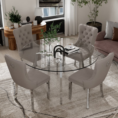 5-Piece Round Glass Dining Table Set