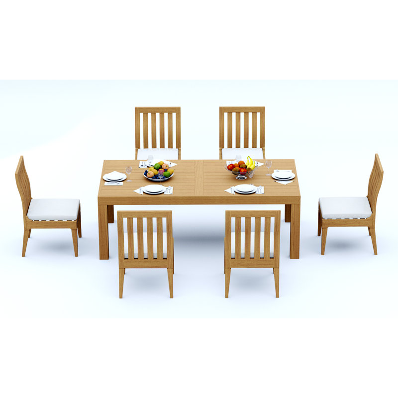 8 Seats 9 Pcs Grade-A Teak Wood Dining Set: 86" Canberra Rectangle Table And 8 Caranas Armless Chairs #11Ca1900, 6