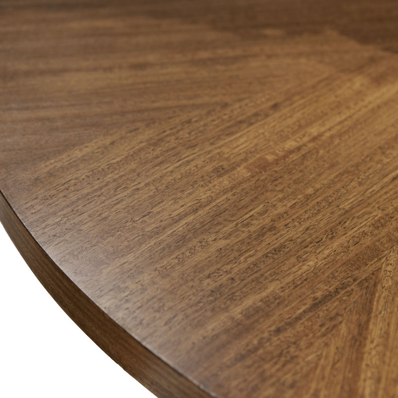 Ensemble de salle à manger rond Jennifer 5 pièces en bois massif avec motif soleil