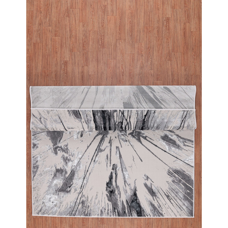 Nevada Collection Abstract Burst Black and Grey Rug, Runner 2' x 8'