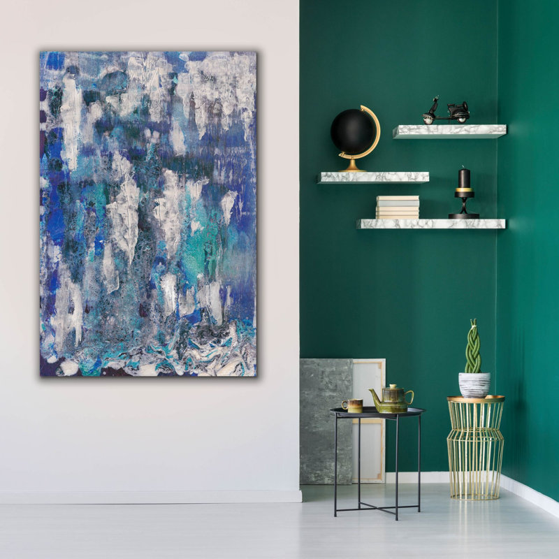 «Lapis Waterfall 1» par Alicia Ludwig, art mural sur toile, H 60 po x l 40 po x P 1,5 po