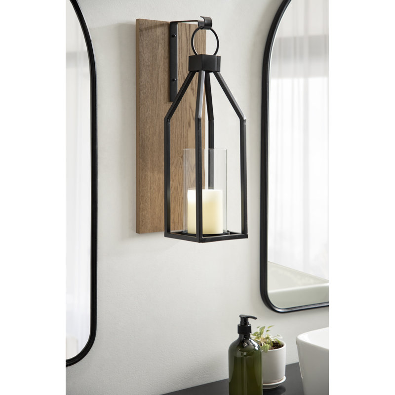 Martinek 1-Light Dimmable Metal Hardwired Wall Sconce , Rustic Brown