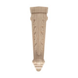 24 in x 6-7/8 in x 3-1/2 in Unfinished Large Hand Carved Solid Acanthus Leaf Wood Corbel