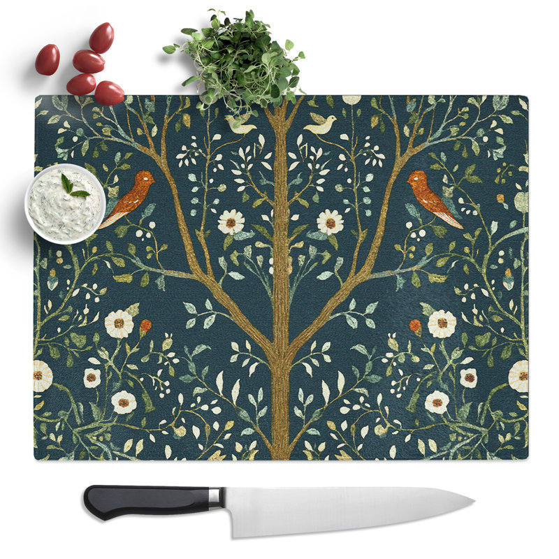 William Morris Style Floral Vol.1 Pattern  Glass Chopping Board