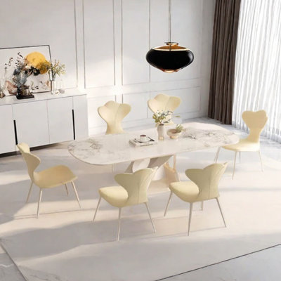 Light luxury sintered stone dining table set