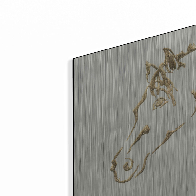 «Gilded Cowpony» par Chris Paschke, luxueux art en métal «Gilded Cowpony» par Chris Paschke, H 12 po x l 12 po