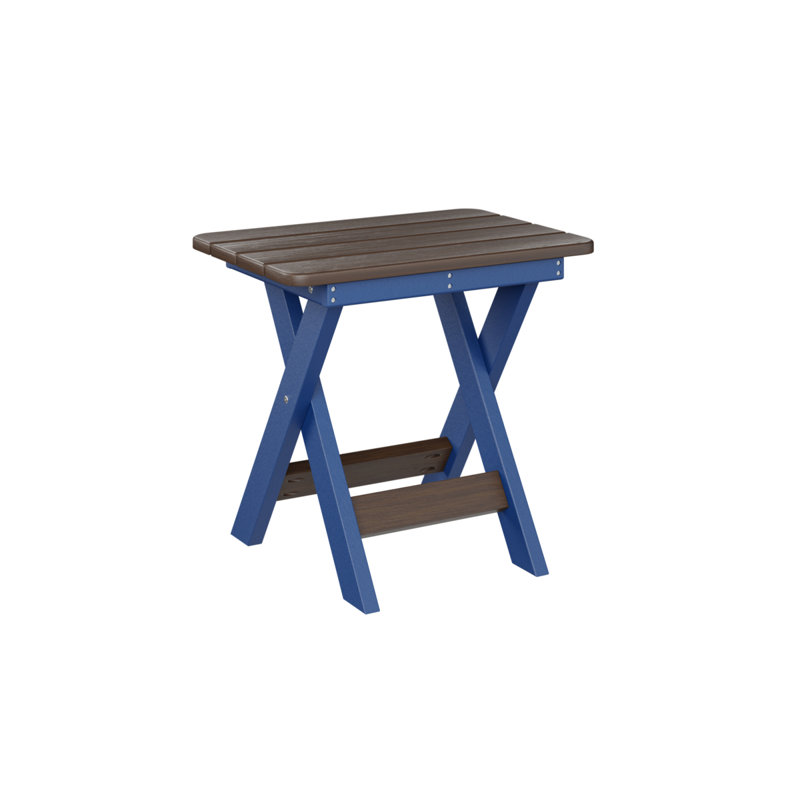 Berlin Gardens Folding End Table, Pacific Blue, Brazilian Walnut