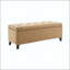 Repose-pieds de rangement capitonné en lin 47,5 po avec têtes de clou argentées-1425957829