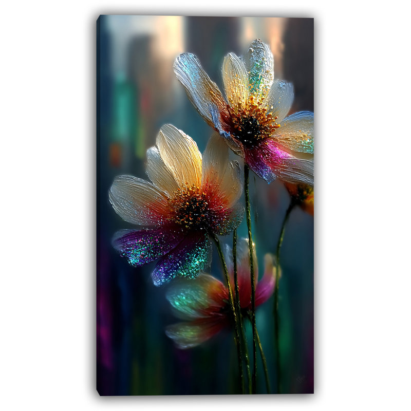 Cosmic Bloom - Cosmos, art mural sur toile florale, H 36 po x l 20 po