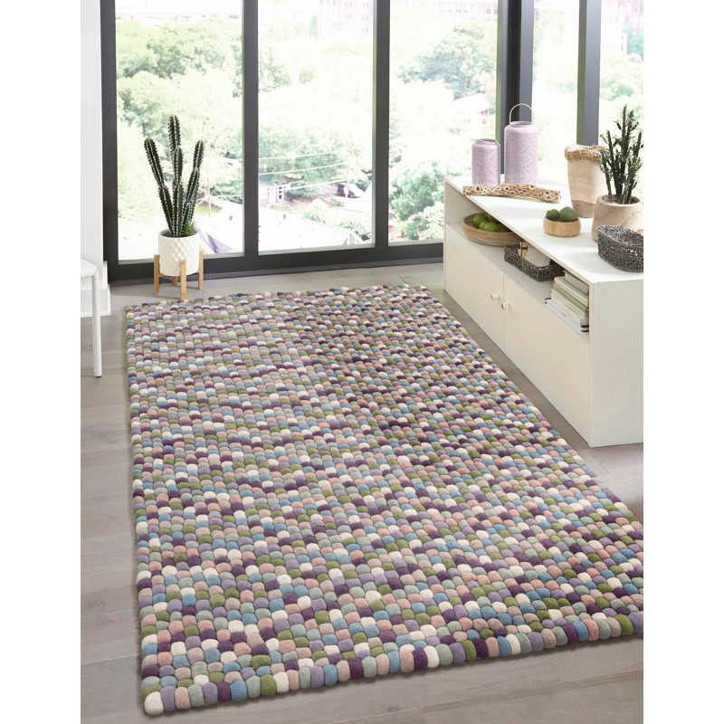 Tapis contemporain de couleur rose et mauve Rosston, Rectangle 2 pi x 3 pi 1 po