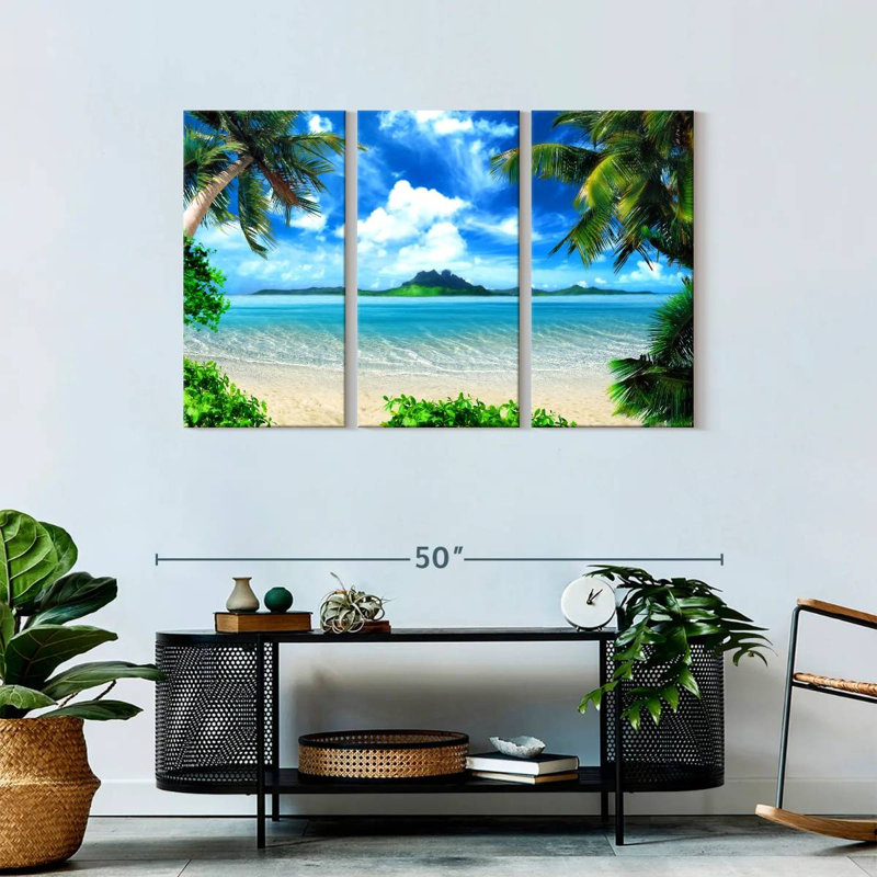 «Serene Beach Scene», reproduction d'art sur toile, H 28 po x l 45 po x P 1,25 po