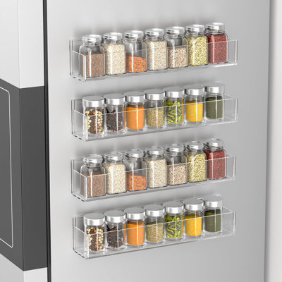 Adhesive Acrylic Spice Rack Organizer For Wall With Nano Double Sided Tape, Wall Mount Seasoning Rack